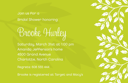 Silhouette Breeze Leaves In Sasy Orange Invitations