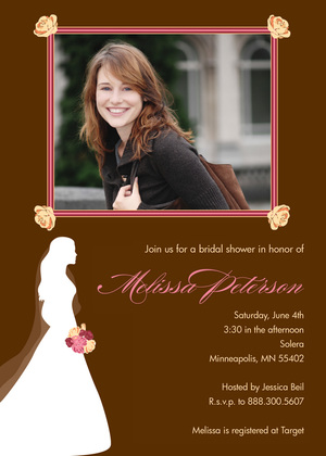 Framed Photo Bridal Shower Red Wedding Invitations