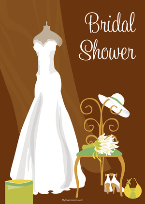 Bridal Dress Special Day Green Bridal Shower Invites