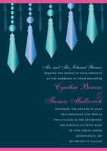 Retro Chandelier Blue Rehearsal Dinner Invitations