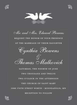 White Doves In Carrot Orange Wedding Invitations