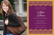 Gold Purple Damask Photo Announcements