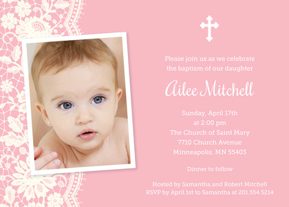 Precious Kraft Photo Baptism Invitations