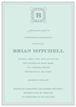 Oval Monogram Blue Green Formal Invitations