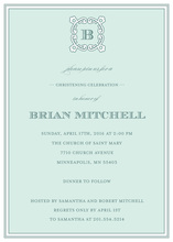 Formal Blue Monogram Sea Foam Invitation