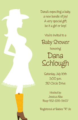 Western Mama White Hat Boots Invitation