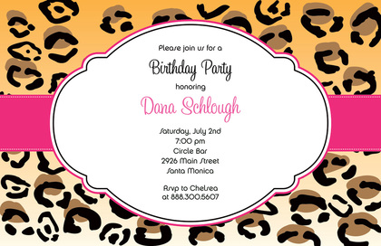 Brown Pink Band Leopard Invitations