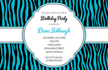 Unique Funky Blue Zebra Invitations