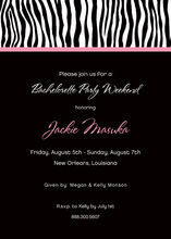 Sweet Wild Zebra Pink Banded In Black Invitations