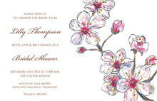 Pink Posy Branch In Sky Blue Cool Summer Invitations