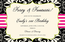 Stylish Brocade Black Digital Invitations