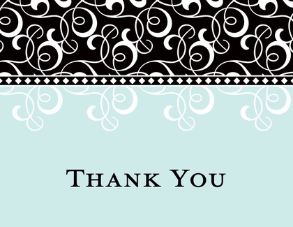 Black Pink Flourish Thank You Cards