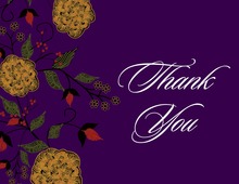 Vintage Floral In Deep Purple Thank You Cards