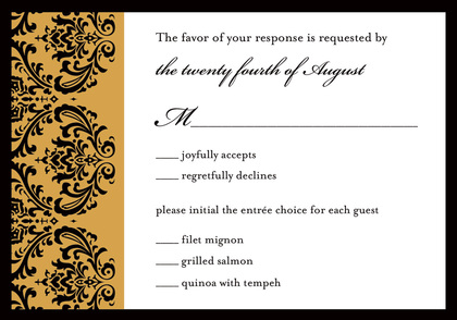 Elegant Black Ochre Damask Thank You Cards