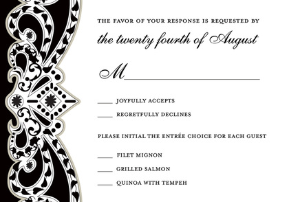 Elegant Vine Frame Black Formal Wedding Invitations