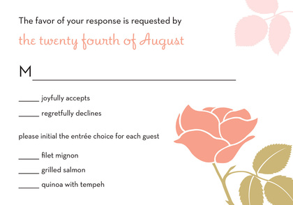 Exquisite Pink Rose RSVP Cards