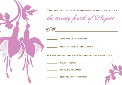 Elegant Pink Bulbs On Brown Wedding Invitations