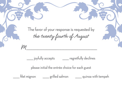 Grape Vine Blue RSVP Cards