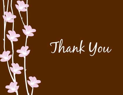 Floral String Black Thank You Cards