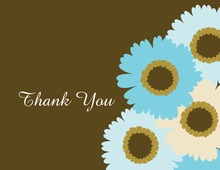 Fun Spin Blue Floral In Brown Thank You Cards