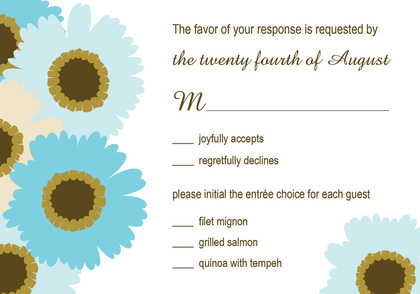Subtle Blue Floral In Brown Wedding Invitations