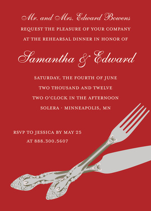 Formal Modern Cutlery Black Rehearsal Invitations