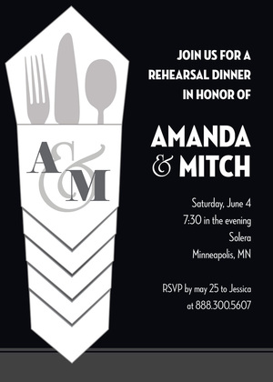 Iconic Silverware Bundle Teal Rehearsal Dinner Invites