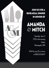 Formal Modern Cutlery Black Rehearsal Invitations