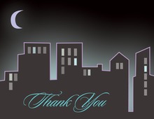 Half Moon And City Skyline Thank You Cards