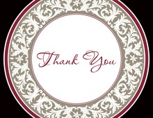 Elegant Decorative Maroon Plate Thank You Cards