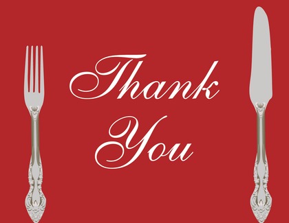 Cutlery Green Thank You Cards