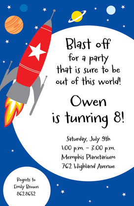 Rocket To Planets Invitation