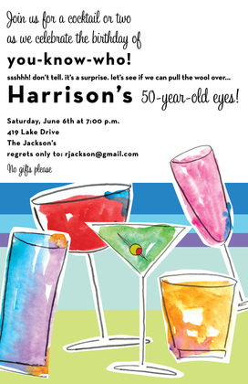 Watercolor Classic Cocktail Invitations