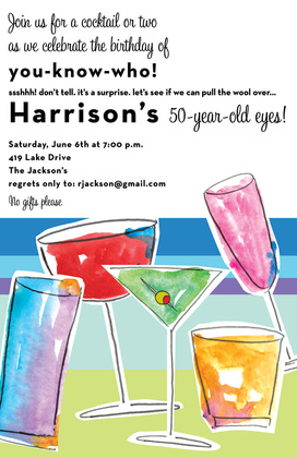 Watercolor Birthday Celebration Drink Invites