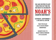 Traditional Pizza Party Oilcloth Banner Invitations