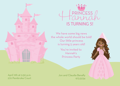 Brunette Hair Princess Castle Invitations