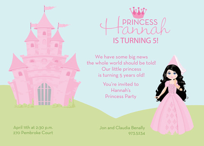 Blonde Hair Princess Castle Invitations