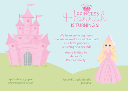 Black Hair Princess Castle Invitations