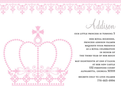 Princess Crown Pink Invitations