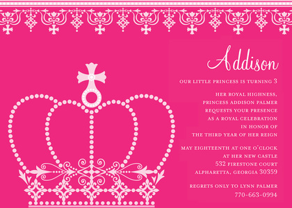 Princess Crown White Invitations