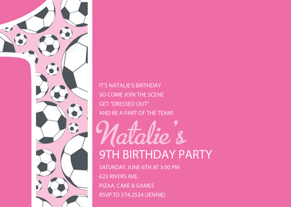 Soccer Number One Green Birthday Party Invitations