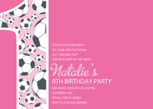 Girl Soccer Number Eight Pink Invitations