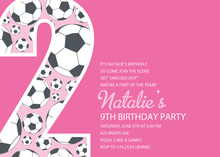 Girl Soccer Number Nine Pink Invitations