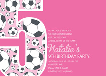 Girl Soccer Number Six Pink Invitations