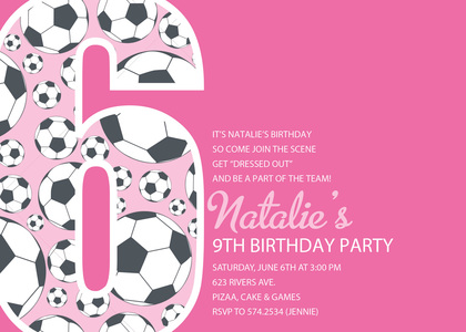 Soccer Number Six Chocolate Invitations