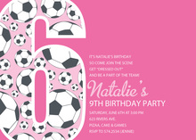 Girl Soccer Number Four Pink Invitations