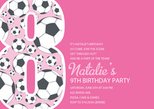 Girl Soccer Number Nine Pink Invitations