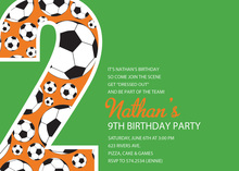 Soccer Number Six Green Birthday Party Invitations