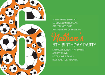 Soccer Number Six Chocolate Invitations