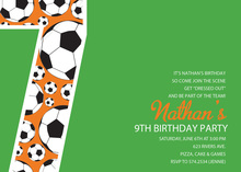 Soccer Number Three Green Birthday Party Invitations